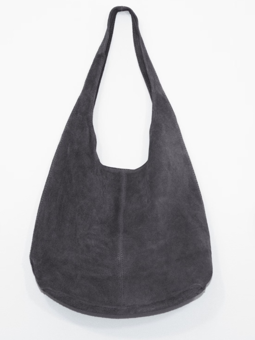New Italian Suede Hobo Bag in Charcoal